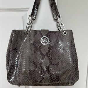 Michael Kors Metallic Snake Print Shoulder Bag